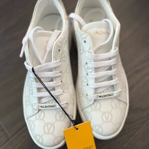 Mario Valentino White and Gold Sneakers